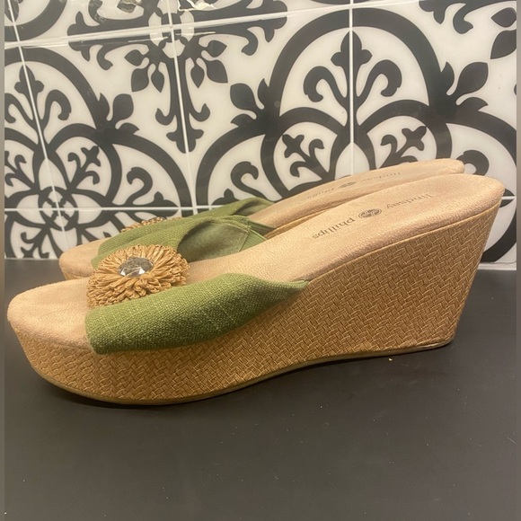 Lindsay Phillips Green Devon Wedge Sandal Size 10 - Picture 7 of 8